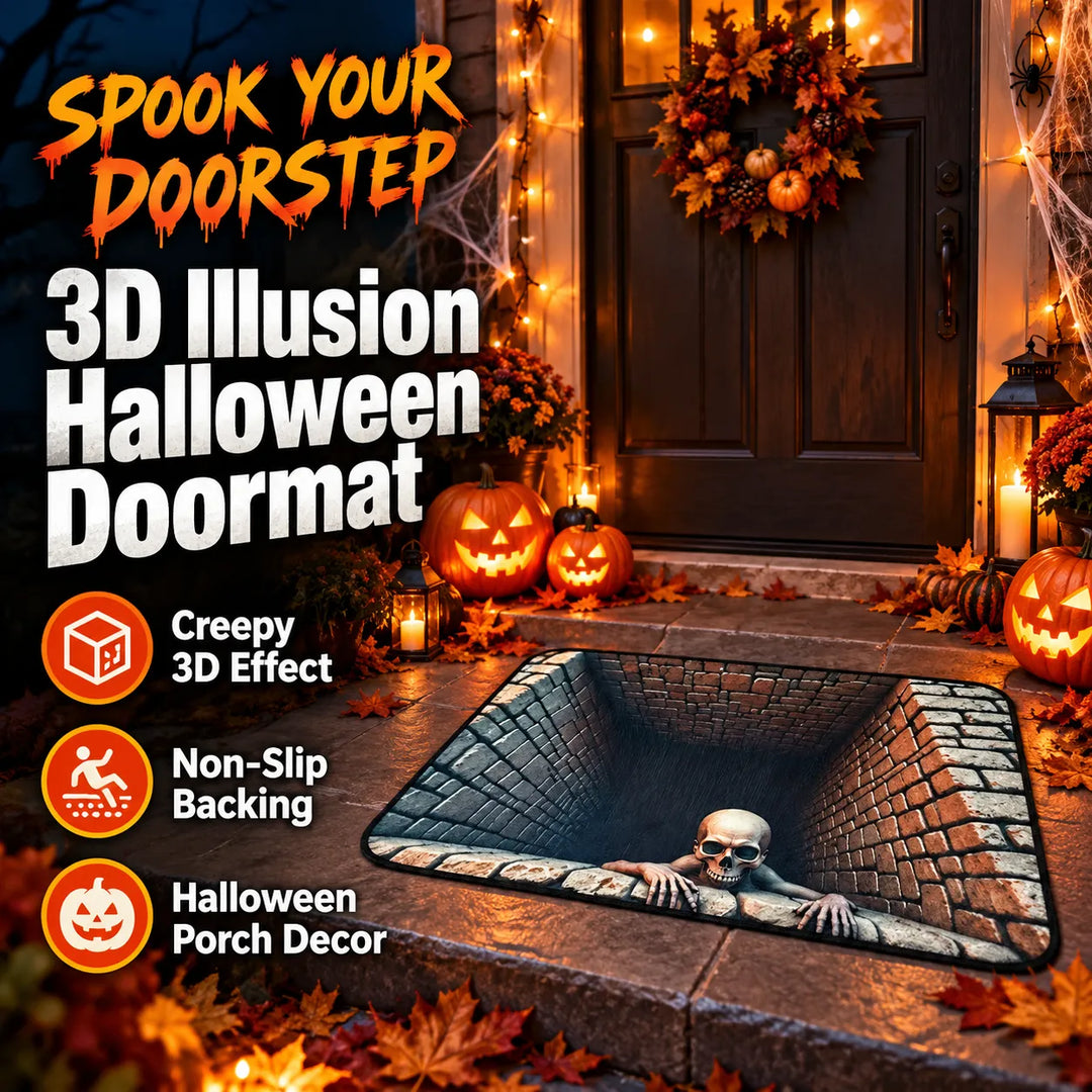 3D Illusion Halloween Doormat, Spooky Optical Entryway Mat