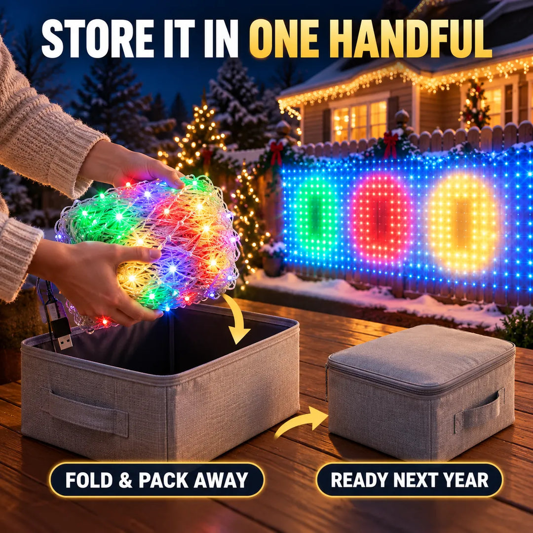 Smart RGB LED Net Light 256 LEDs | Foldable Outdoor Mesh Light 1.6m × 1.6m