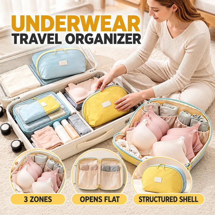 Underwear Travel Organizer Bag | Structured Bra &amp; Lingerie Packing Cube