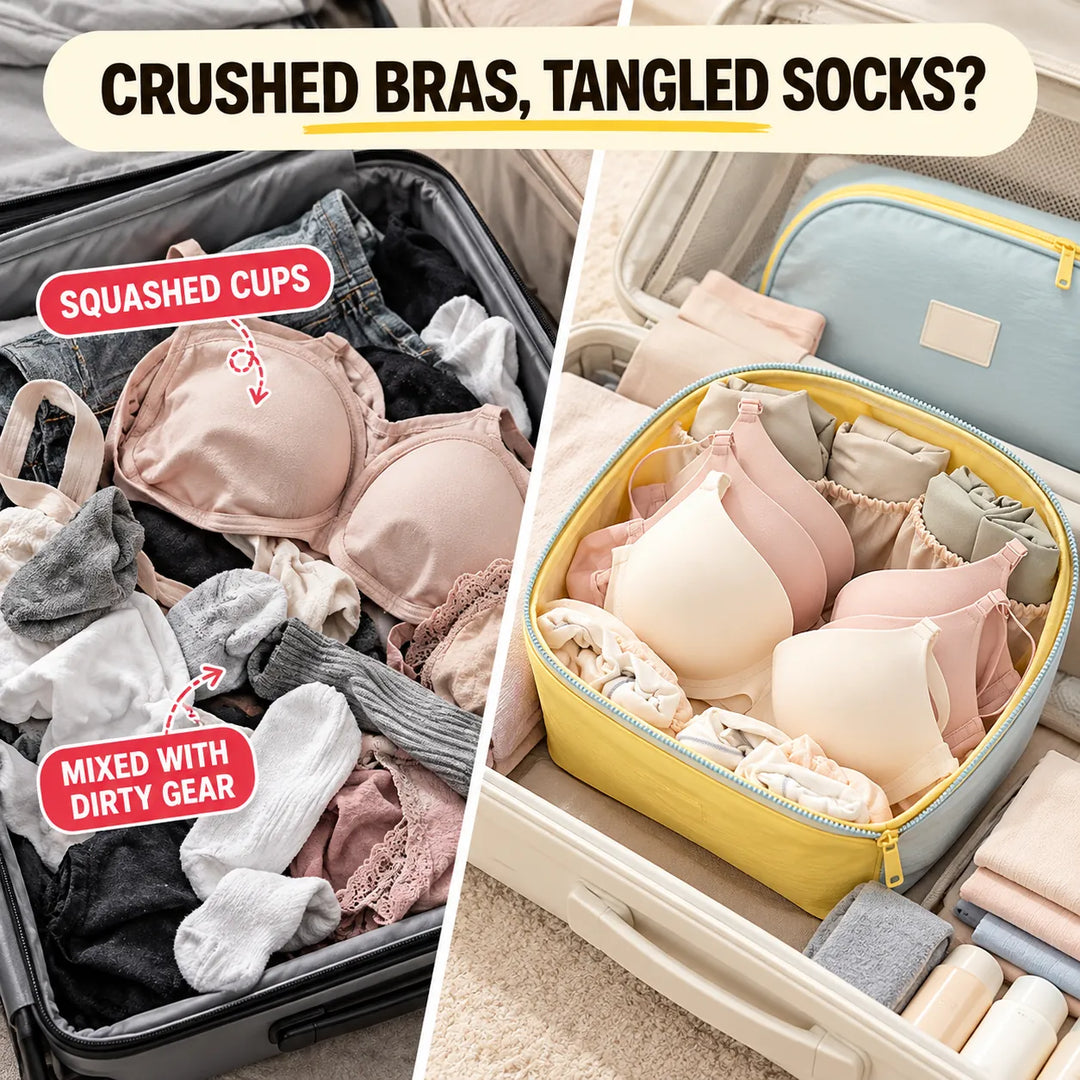 Underwear Travel Organizer Bag | Structured Bra &amp; Lingerie Packing Cube