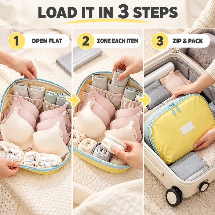Underwear Travel Organizer Bag | Structured Bra &amp; Lingerie Packing Cube