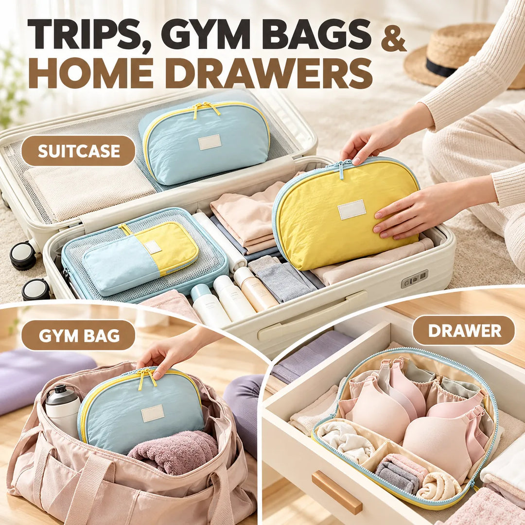 Underwear Travel Organizer Bag | Structured Bra &amp; Lingerie Packing Cube