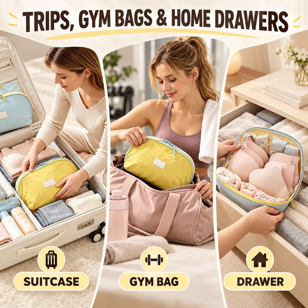 Underwear Travel Organizer Bag | Structured Bra &amp; Lingerie Packing Cube
