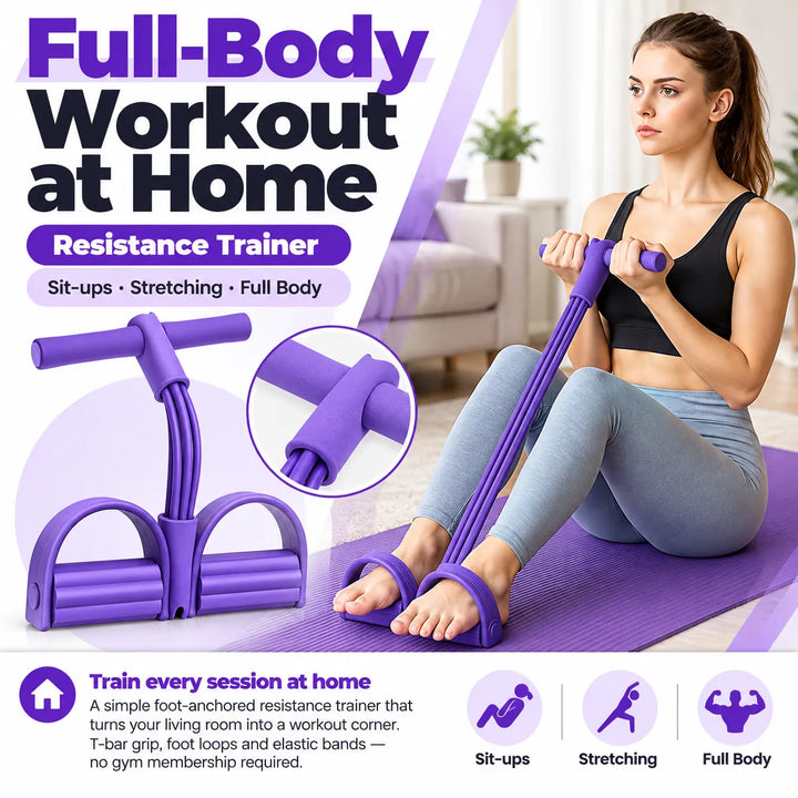 Foot-Anchored Resistance Trainer – Full Body Home Workout (3 Colors)