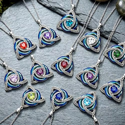 Celtic Birthstone Necklace - Dainty Birth Month Pendant Jewelry
