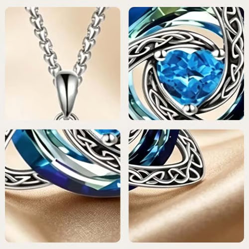 Celtic Birthstone Necklace - Dainty Birth Month Pendant Jewelry