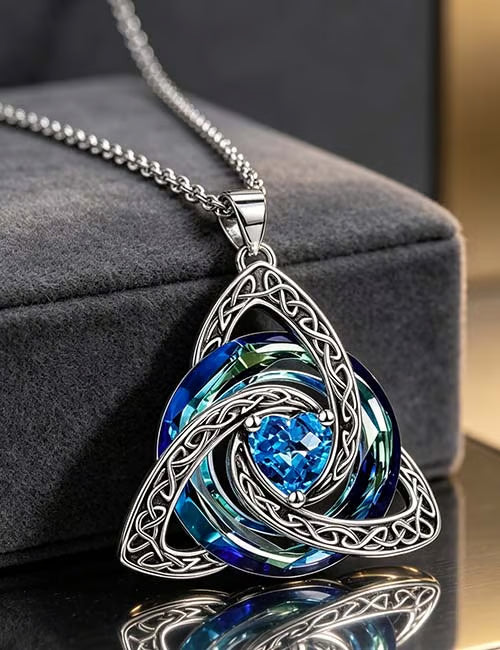 Celtic Birthstone Necklace - Dainty Birth Month Pendant Jewelry