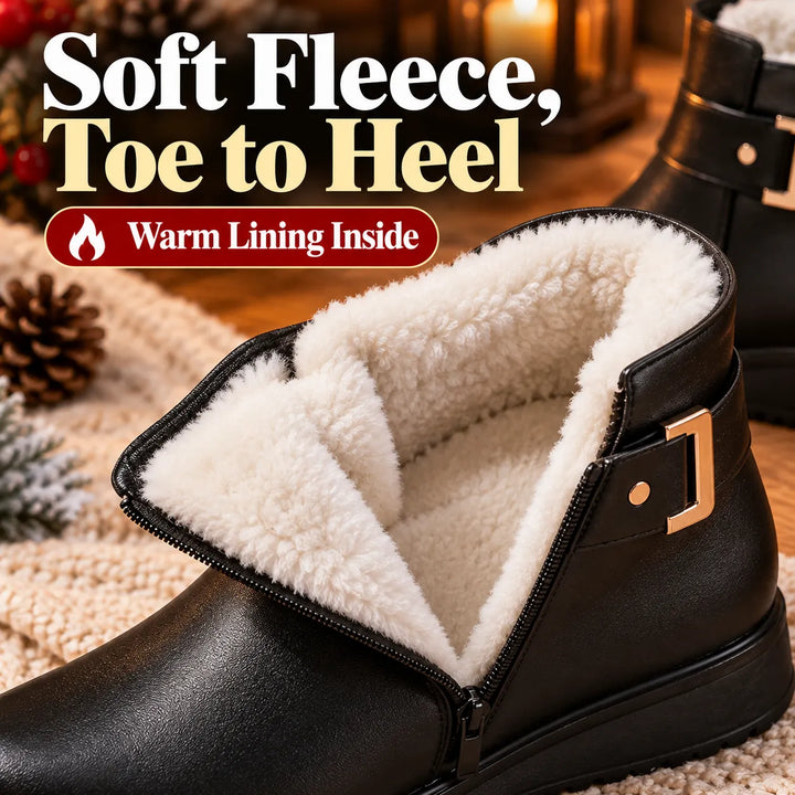 Fleece-Lined Winter Ankle Boots for Women – Flat Anti-Slip, EU 35-42