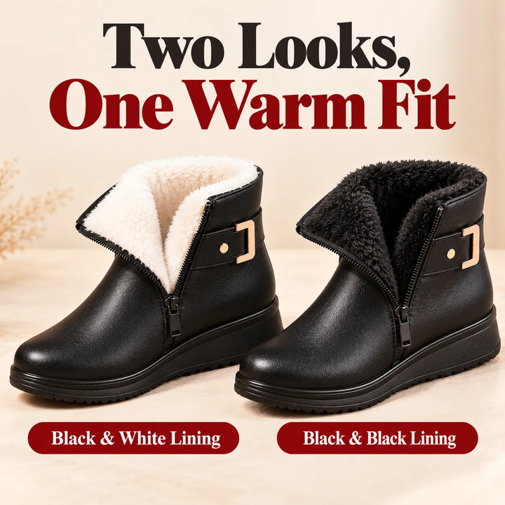 Fleece-Lined Winter Ankle Boots for Women – Flat Anti-Slip, EU 35-42