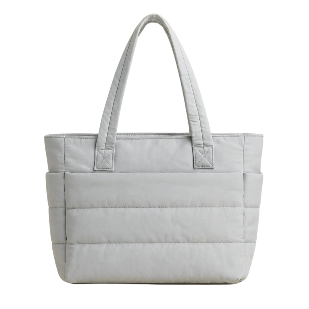 Grey puffer tote