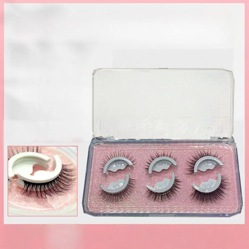 Reusable Self-Adhesive False Eyelashes – No Glue, 3 Pairs &amp; Adhesive Revival Pen