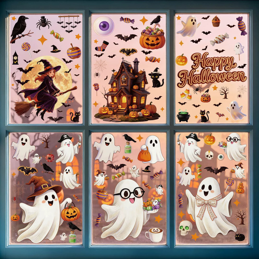 Halloween Window Clings — Reusable Static Stickers for Glass Doors and Windows