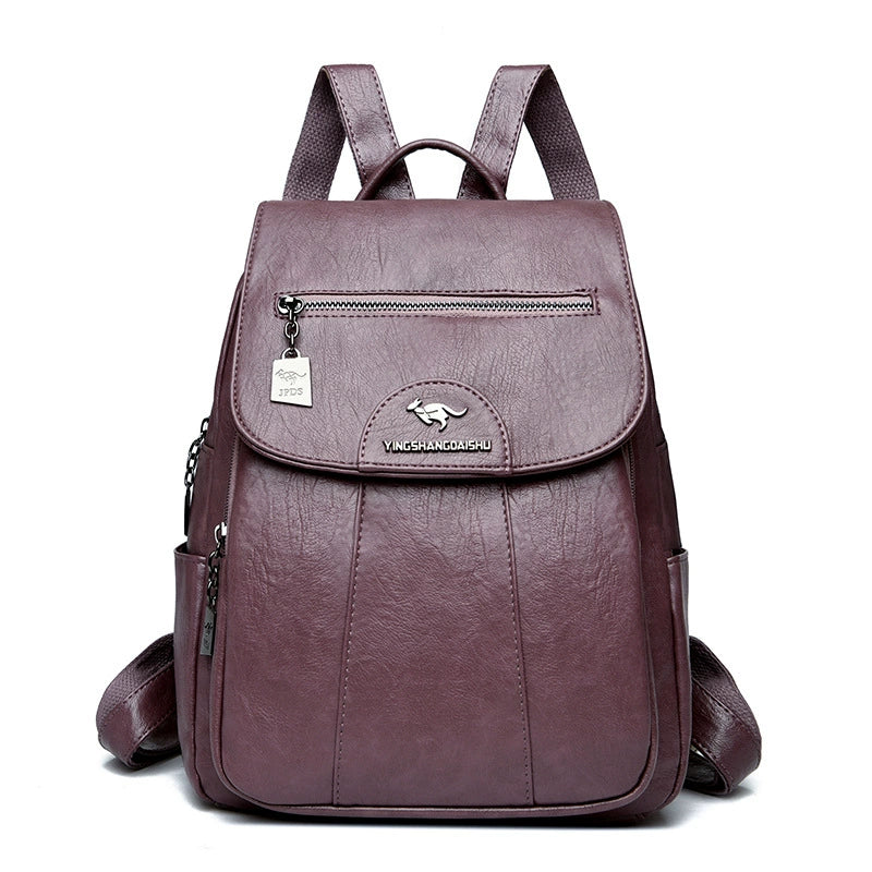 Soft Faux Leather Backpack with Lock-Flap &amp; Hidden Zipper — 9 Colors, Everyday Carry