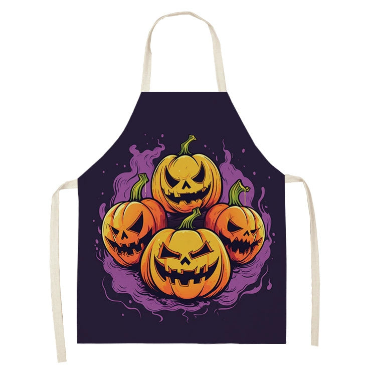 Halloween Kitchen Apron – Cats, Pumpkins &amp; Witches