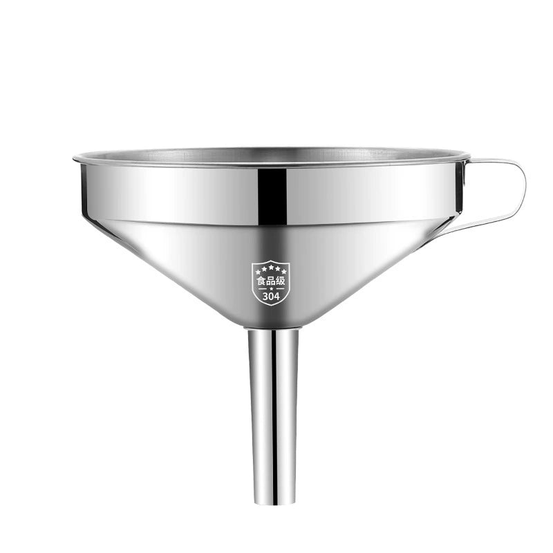 304 Stainless Steel Funnel with Removable Fine-Mesh Strainer