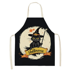 Halloween Kitchen Apron – Cats, Pumpkins &amp; Witches