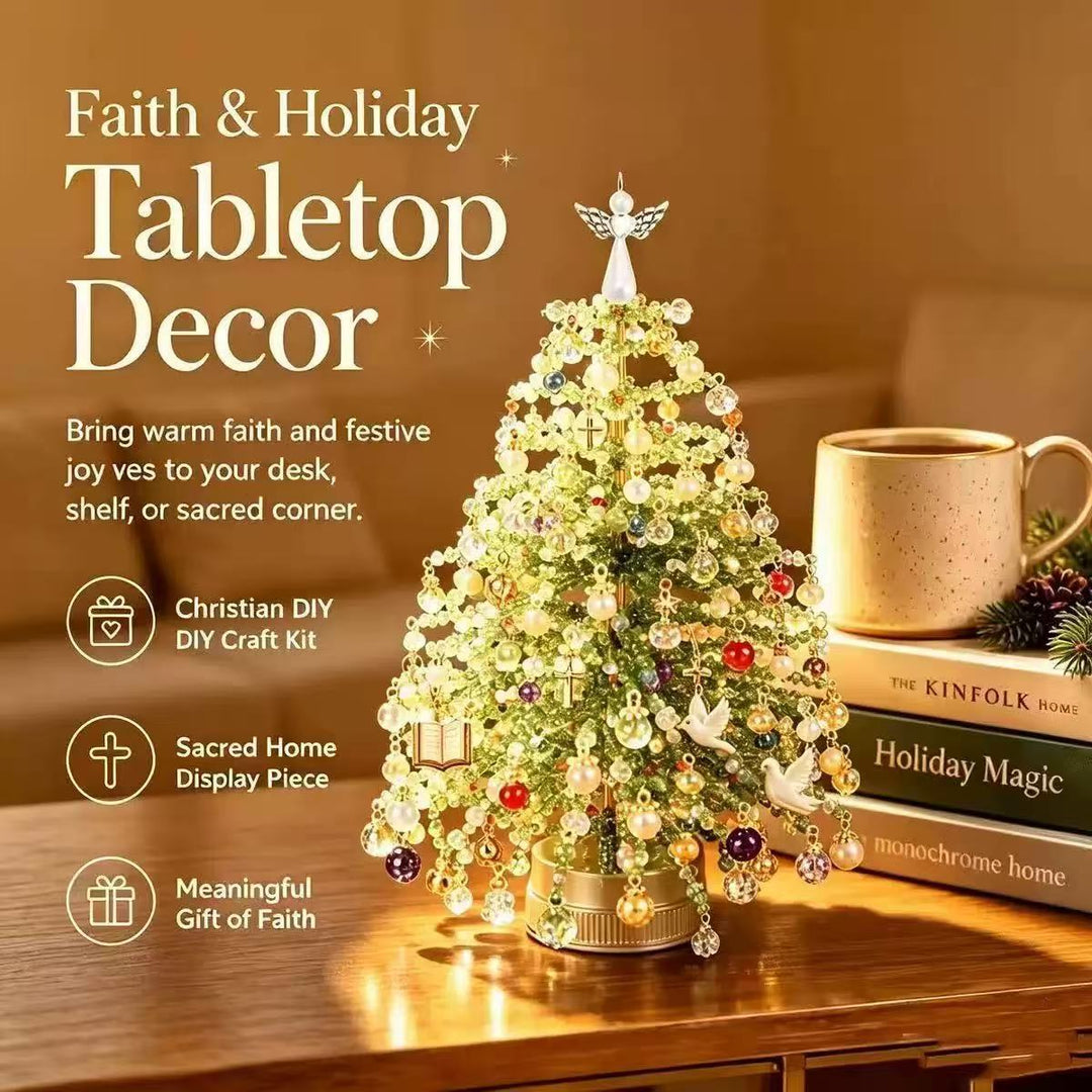 🎄✨DIY Beaded Christmas Tree Kit with Lights -🎅 Mini Tabletop Holiday Decoration