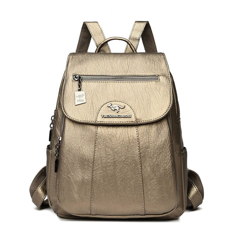 Soft Faux Leather Backpack with Lock-Flap &amp; Hidden Zipper — 9 Colors, Everyday Carry
