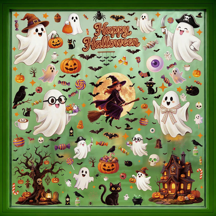 Halloween Window Clings — Reusable Static Stickers for Glass Doors and Windows
