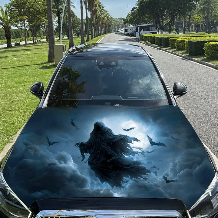Reusable Halloween Car Hood Cover - 2D Printed Polyester