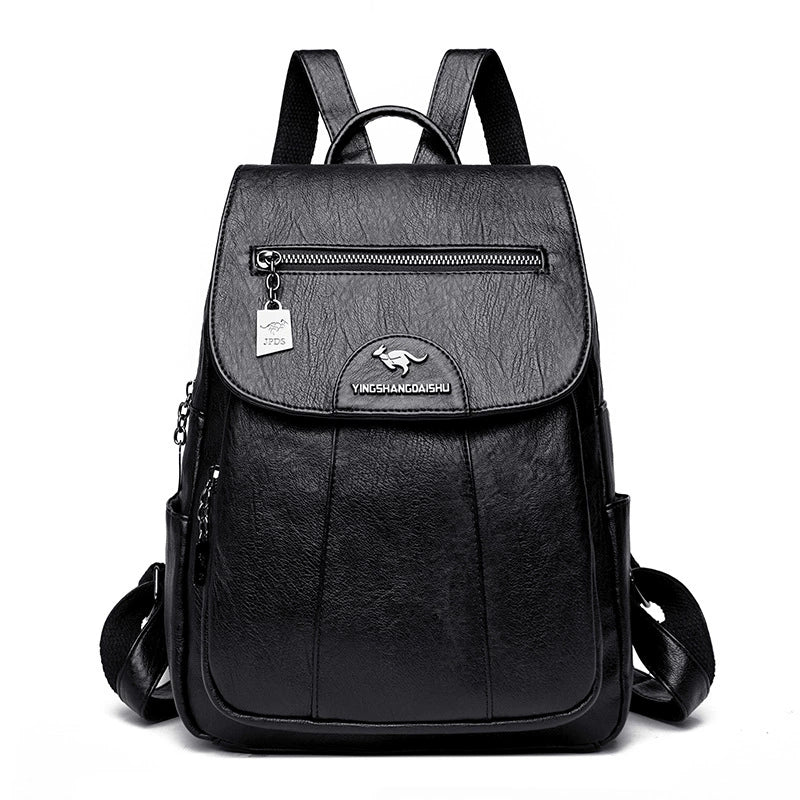 Soft Faux Leather Backpack with Lock-Flap &amp; Hidden Zipper — 9 Colors, Everyday Carry