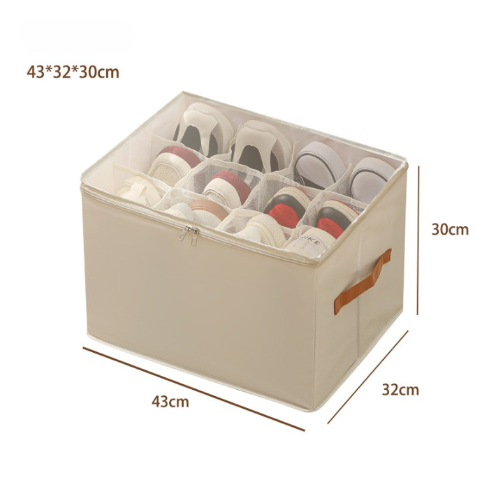 Foldable Oxford Fabric Storage Bin with Clear Zip Cover &amp; Dividers