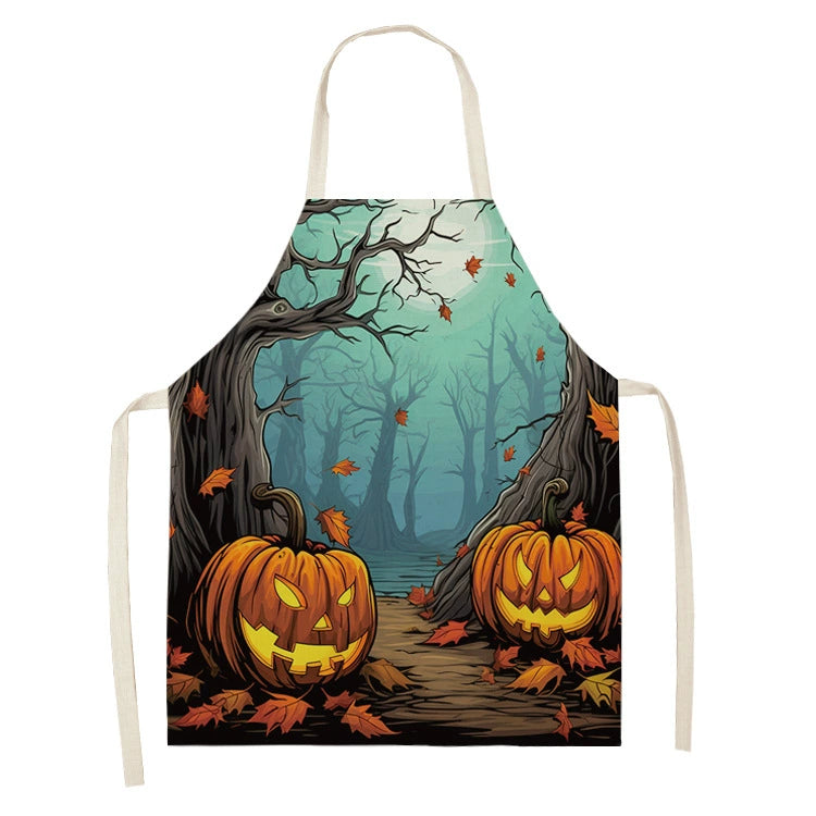 Halloween Kitchen Apron – Cats, Pumpkins &amp; Witches