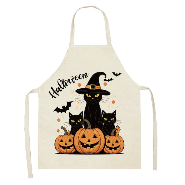 Halloween Kitchen Apron – Cats, Pumpkins &amp; Witches