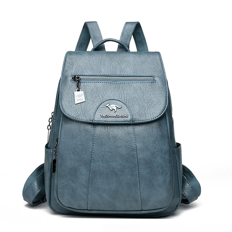 Soft Faux Leather Backpack with Lock-Flap &amp; Hidden Zipper — 9 Colors, Everyday Carry