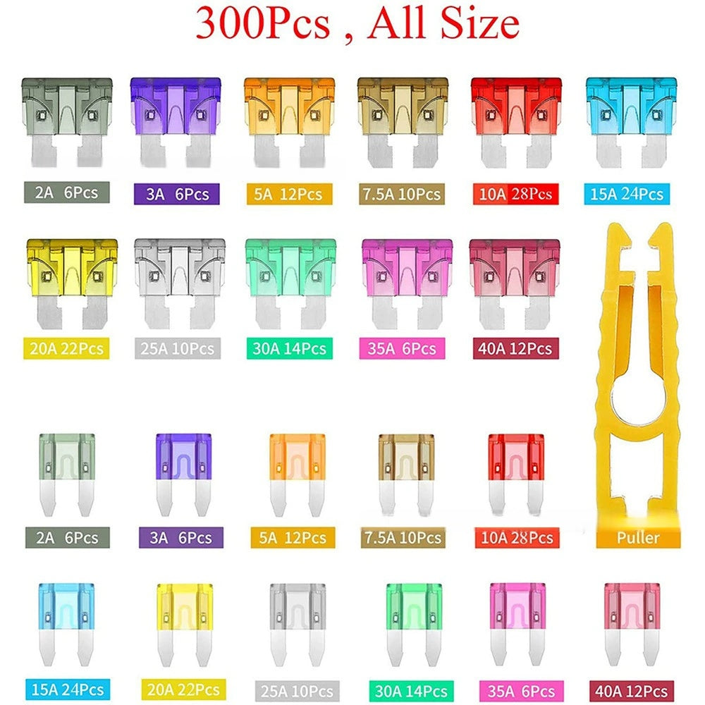 Velloraco Comprehensive 300-Piece Automotive Blade Fuse Set