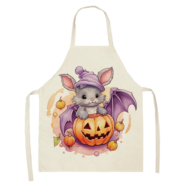 Halloween Kitchen Apron – Cats, Pumpkins &amp; Witches