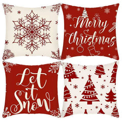 4Pcs-Christmas Throw Pillow Covers —  Linen Cushion Cases