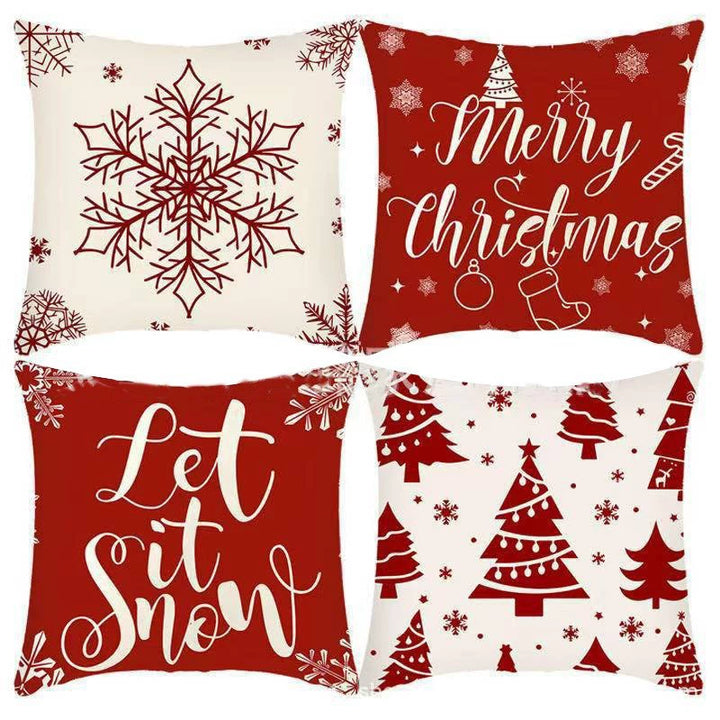 4Pcs-Christmas Throw Pillow Covers —  Linen Cushion Cases