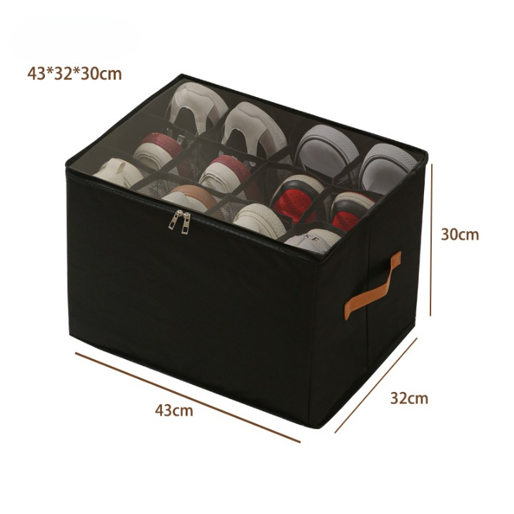 Foldable Oxford Fabric Storage Bin with Clear Zip Cover &amp; Dividers