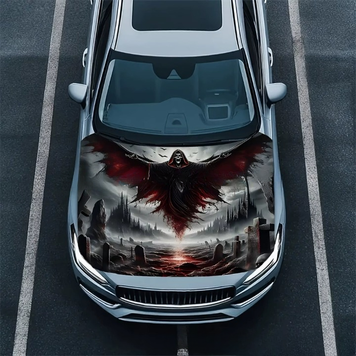 Reusable Halloween Car Hood Cover - 2D Printed Polyester