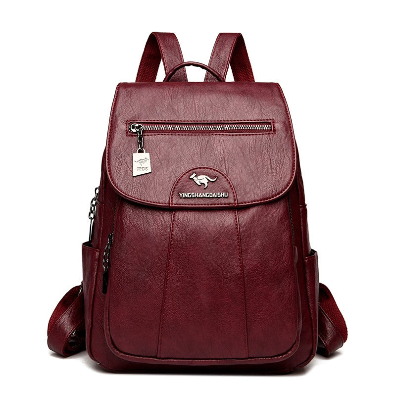 Soft Faux Leather Backpack with Lock-Flap &amp; Hidden Zipper — 9 Colors, Everyday Carry