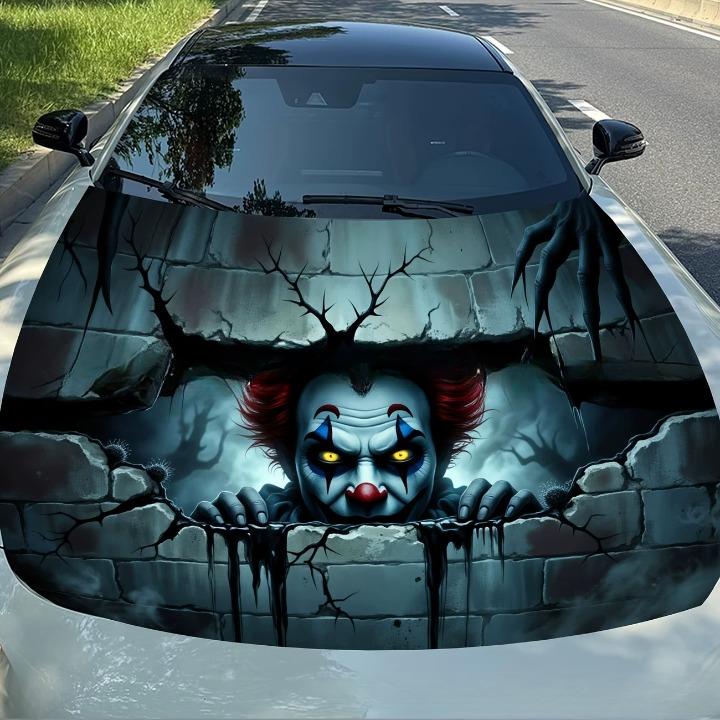 Reusable Halloween Car Hood Cover - 2D Printed Polyester