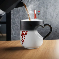 Color Changing Coffee Mug - Heart Handle Heat Reactive Ceramic Mug