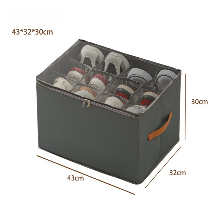 Foldable Oxford Fabric Storage Bin with Clear Zip Cover &amp; Dividers