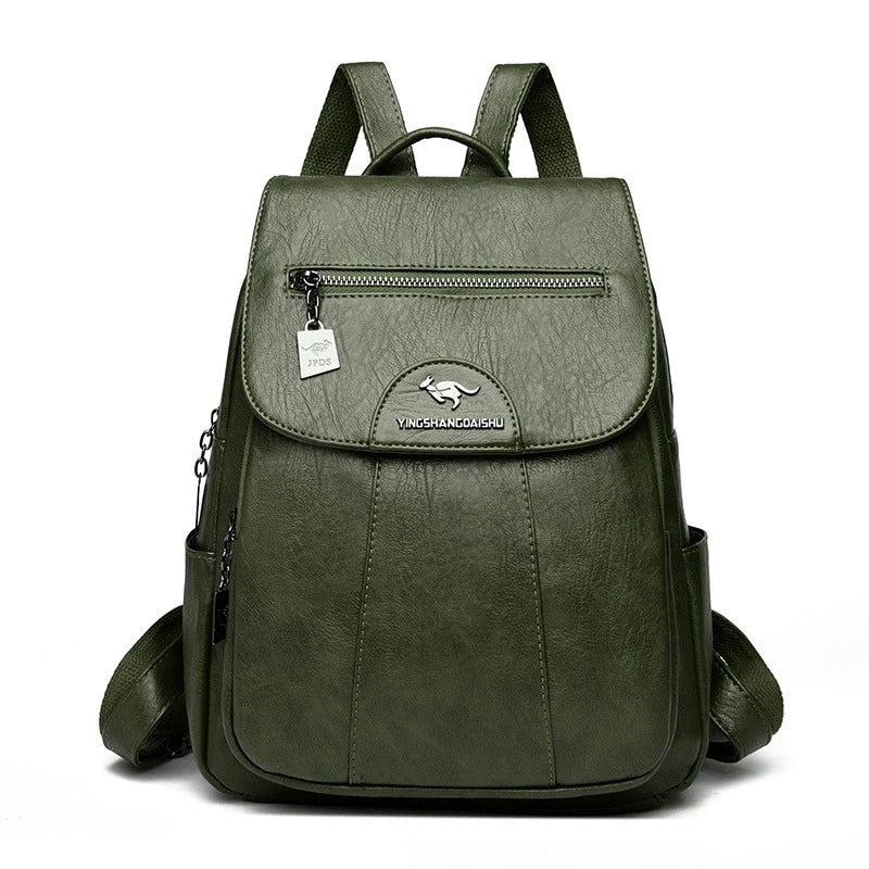 Soft Faux Leather Backpack with Lock-Flap &amp; Hidden Zipper — 9 Colors, Everyday Carry
