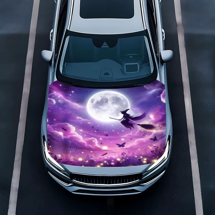 Reusable Halloween Car Hood Cover - 2D Printed Polyester