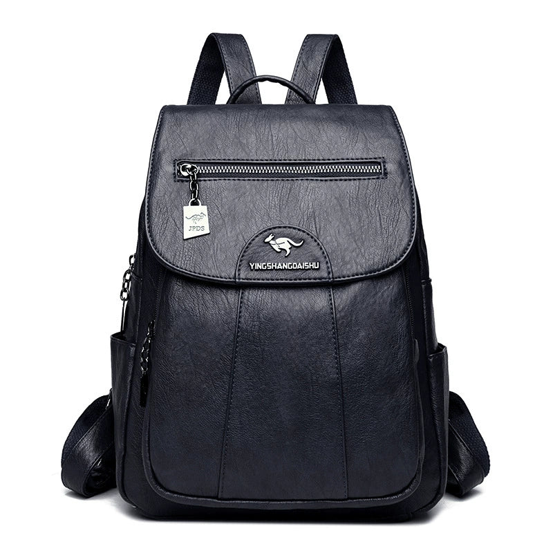 Soft Faux Leather Backpack with Lock-Flap &amp; Hidden Zipper — 9 Colors, Everyday Carry