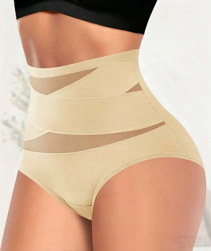 (Buy 1 Get 3)High-Waist Cross Tummy Control Panties – Plus-Size Friendly