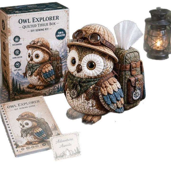 Wise Owl Quilted Tissue Box Cover DIY Sewing Kit, Pre-Cut