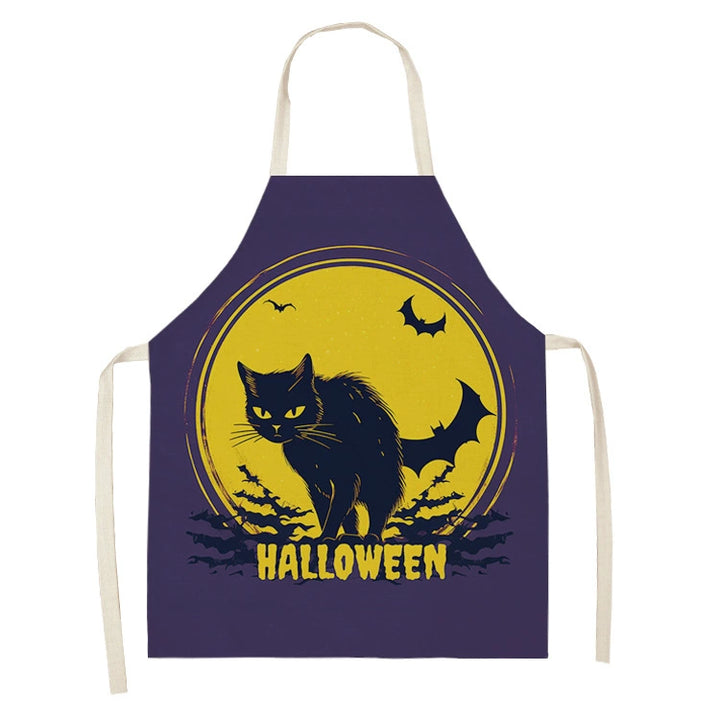 Halloween Kitchen Apron – Cats, Pumpkins &amp; Witches