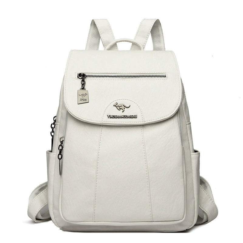 Soft Faux Leather Backpack with Lock-Flap &amp; Hidden Zipper — 9 Colors, Everyday Carry