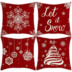 4Pcs-Christmas Throw Pillow Covers —  Linen Cushion Cases