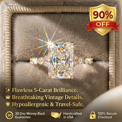 A Little Sparkle For Yourself: 1-5-Carat Flawless Radiant Cut Moissanite Ring (Hidden Halo, VVS1)-Last Day Sale🔥-90% OFF
