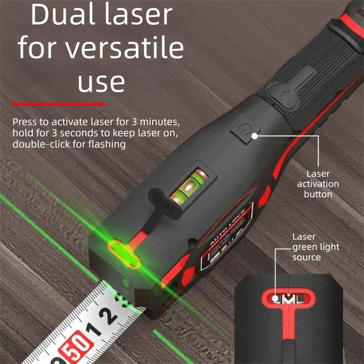 Laser Tape Measure with Digital Level – 5m Steel, Type-C Rechargeable