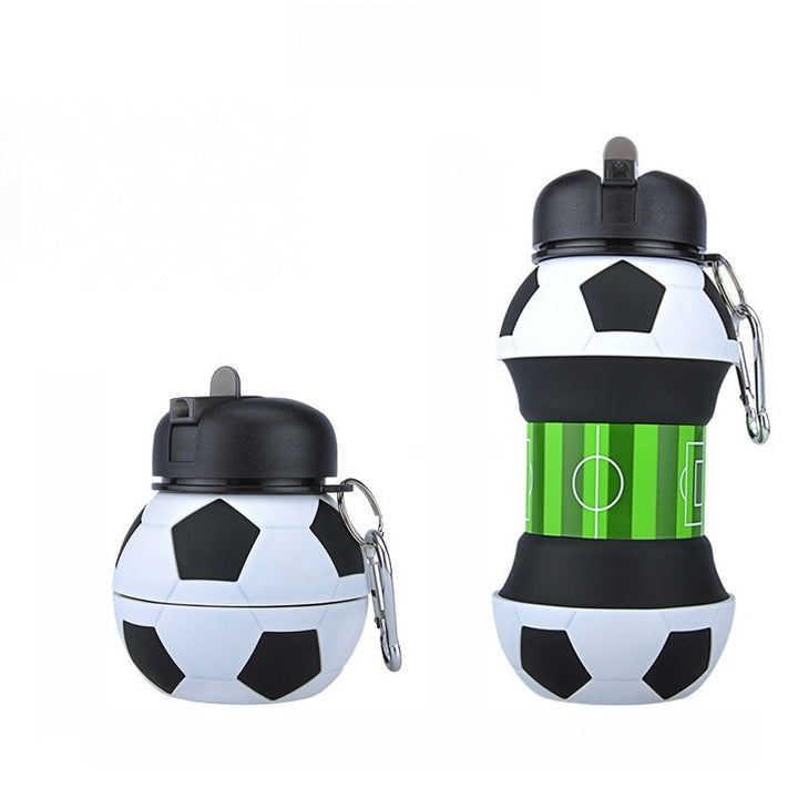 550ml Collapsible Football Water Bottle – Portable Silicone Sporty Foldable Drinkware